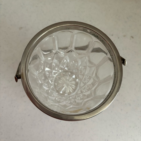 Lead crystal made in England Cut Glass Silver Plated small Ice Bucket With Handl - Picture 5 of 9